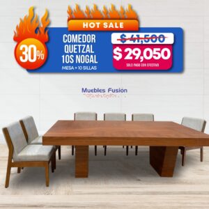 Comedor Quetzal 10 Sillas Nogal